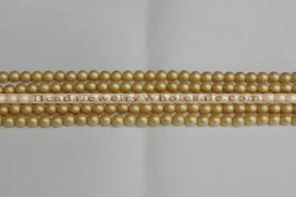 CSB1380 15.5 inches 4mm matte round shell pearl beads wholesale