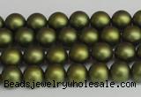 CSB1395 15.5 inches 4mm matte round shell pearl beads wholesale