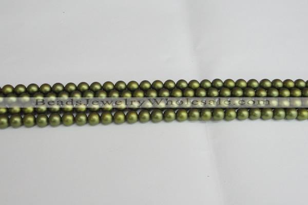 CSB1395 15.5 inches 4mm matte round shell pearl beads wholesale