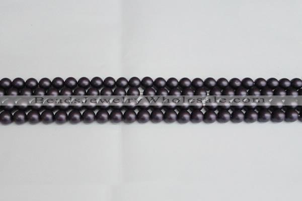 CSB1445 15.5 inches 4mm matte round shell pearl beads wholesale