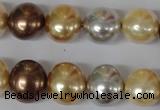 CSB155 15.5 inches 12*15mm – 13*16mm oval mixed color shell pearl beads