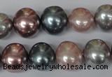 CSB159 15.5 inches 12*15mm – 13*16mm oval mixed color shell pearl beads