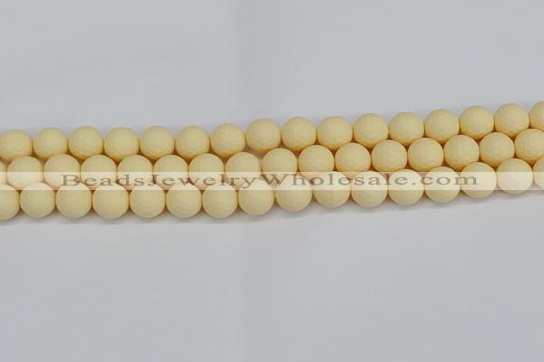 CSB1802 15.5 inches 8mm faceetd round matte shell pearl beads