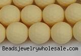 CSB1803 15.5 inches 10mm faceetd round matte shell pearl beads