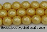 CSB1811 15.5 inches 6mm faceetd round matte shell pearl beads