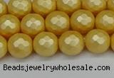 CSB1812 15.5 inches 8mm faceetd round matte shell pearl beads