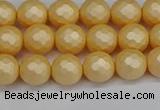 CSB1821 15.5 inches 6mm faceetd round matte shell pearl beads