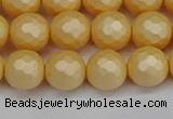 CSB1823 15.5 inches 10mm faceetd round matte shell pearl beads