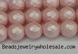 CSB1832 15.5 inches 8mm faceetd round matte shell pearl beads