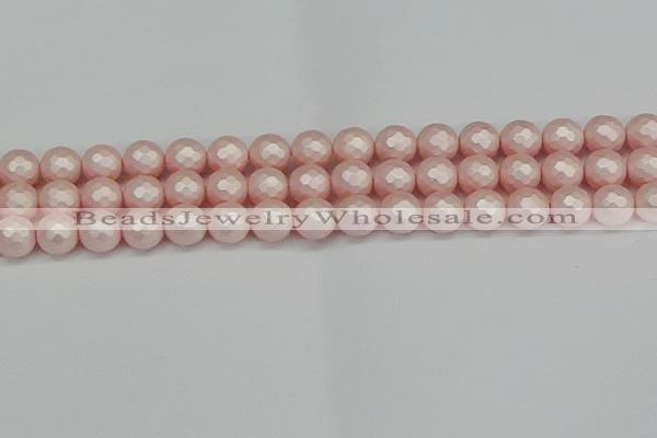 CSB1833 15.5 inches 10mm faceetd round matte shell pearl beads