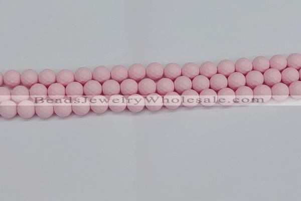 CSB1841 15.5 inches 6mm faceetd round matte shell pearl beads