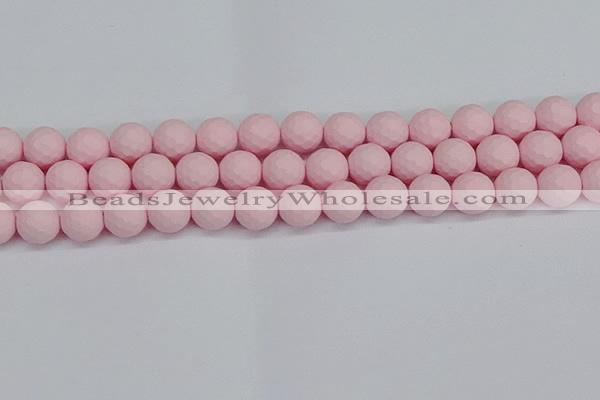 CSB1843 15.5 inches 10mm faceetd round matte shell pearl beads