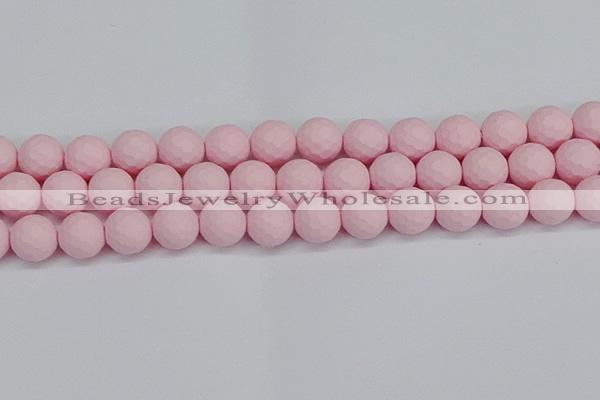 CSB1844 15.5 inches 12mm faceetd round matte shell pearl beads