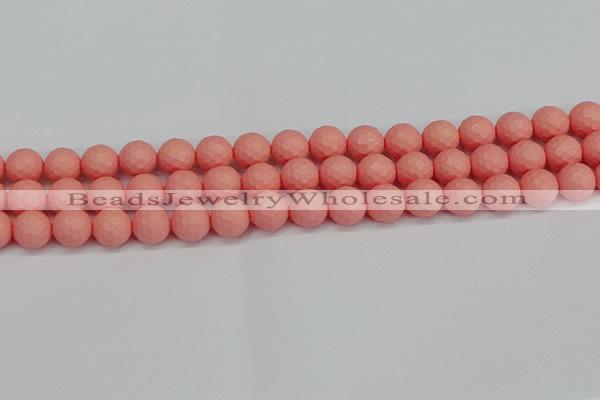 CSB1852 15.5 inches 8mm faceetd round matte shell pearl beads