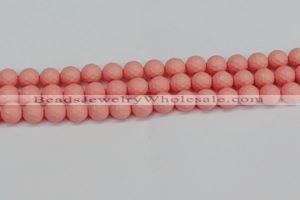 CSB1853 15.5 inches 10mm faceetd round matte shell pearl beads