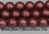 CSB1861 15.5 inches 6mm faceetd round matte shell pearl beads