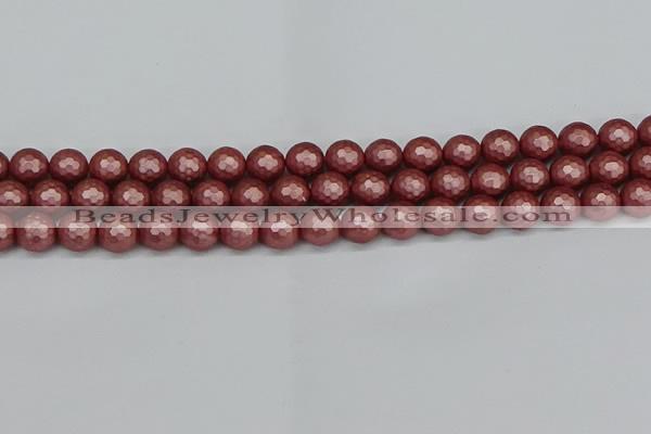 CSB1862 15.5 inches 8mm faceetd round matte shell pearl beads