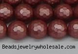 CSB1863 15.5 inches 10mm faceetd round matte shell pearl beads