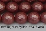 CSB1864 15.5 inches 12mm faceetd round matte shell pearl beads