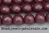 CSB1871 15.5 inches 6mm faceetd round matte shell pearl beads