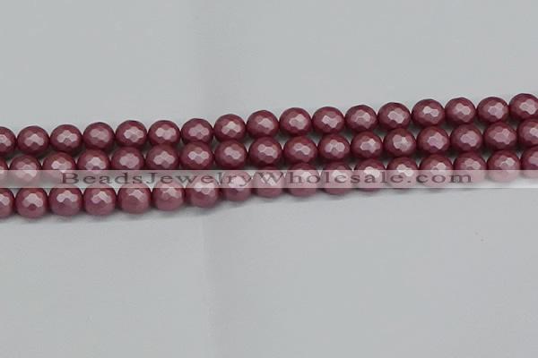 CSB1872 15.5 inches 8mm faceetd round matte shell pearl beads