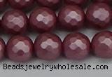 CSB1873 15.5 inches 10mm faceetd round matte shell pearl beads