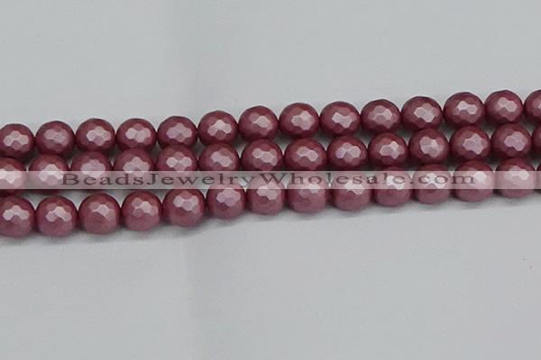 CSB1875 15.5 inches 14mm faceetd round matte shell pearl beads