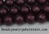 CSB1881 15.5 inches 6mm faceted round matte shell pearl beads