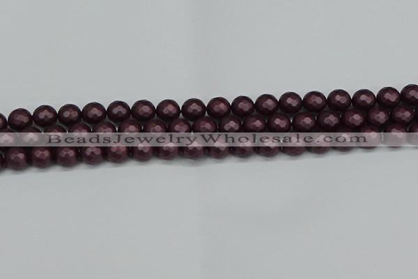 CSB1881 15.5 inches 6mm faceted round matte shell pearl beads