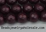 CSB1882 15.5 inches 8mm faceted round matte shell pearl beads