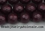 CSB1883 15.5 inches 10mm faceted round matte shell pearl beads