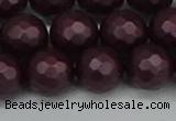 CSB1884 15.5 inches 12mm faceted round matte shell pearl beads