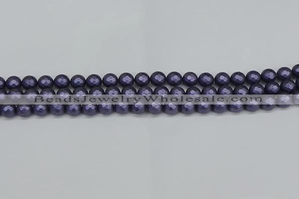 CSB1891 15.5 inches 6mm faceted round matte shell pearl beads