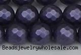 CSB1895 15.5 inches 14mm faceted round matte shell pearl beads