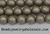 CSB1901 15.5 inches 6mm faceted round matte shell pearl beads