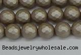 CSB1902 15.5 inches 8mm faceted round matte shell pearl beads