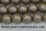 CSB1903 15.5 inches 10mm faceted round matte shell pearl beads