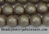 CSB1904 15.5 inches 12mm faceted round matte shell pearl beads