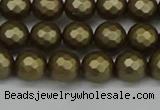 CSB1911 15.5 inches 6mm faceted round matte shell pearl beads