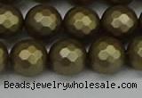 CSB1913 15.5 inches 10mm faceted round matte shell pearl beads