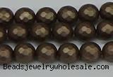 CSB1921 15.5 inches 6mm faceted round matte shell pearl beads