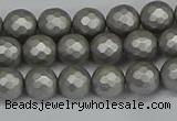 CSB1951 15.5 inches 6mm faceted round matte shell pearl beads