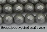 CSB1953 15.5 inches 10mm faceted round matte shell pearl beads