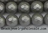 CSB1955 15.5 inches 14mm faceted round matte shell pearl beads