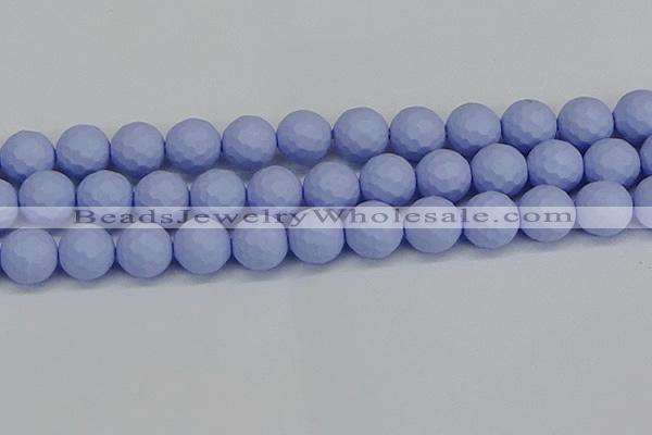 CSB1965 15.5 inches 14mm faceted round matte shell pearl beads