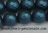 CSB1985 15.5 inches 14mm faceted round matte shell pearl beads