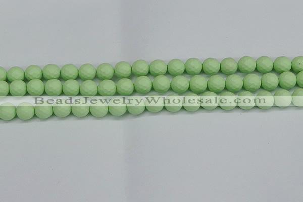 CSB1992 15.5 inches 8mm faceted round matte shell pearl beads