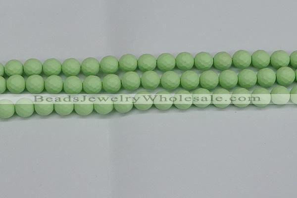 CSB1993 15.5 inches 10mm faceted round matte shell pearl beads