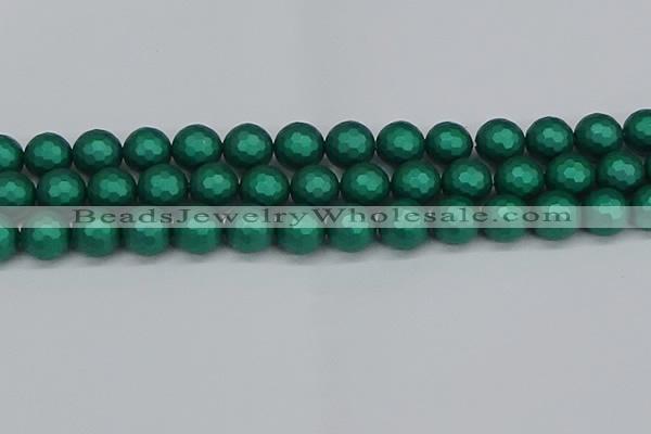 CSB2004 15.5 inches 12mm faceted round matte shell pearl beads