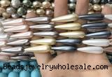 CSB2150 15.5 inches 8*30mm teardrop mixed shell pearl beads